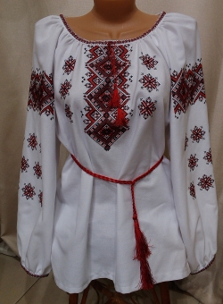 блузка хрестик домоткане полотно червоно-чорна