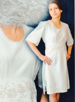 Ручна вишивка - плаття бісер біле приталене
